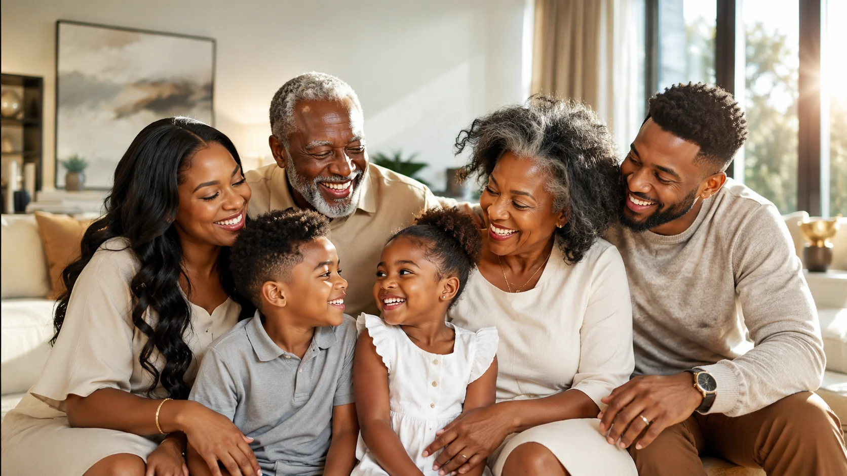 Happy Multi-Generational Black Family